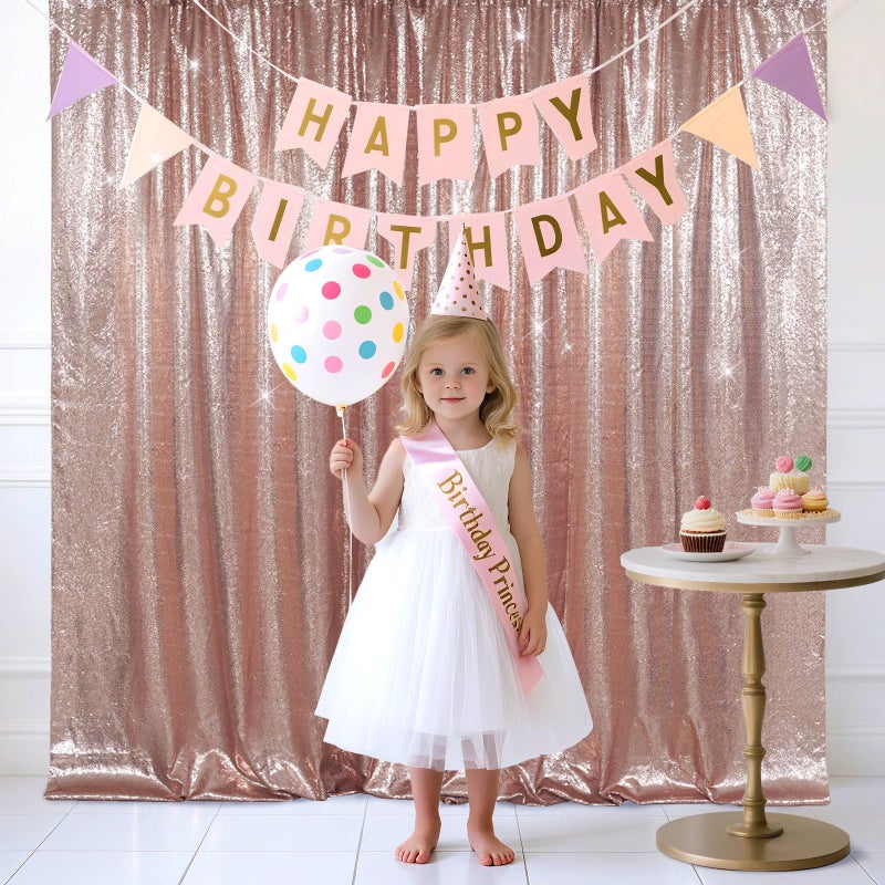 SquarePie Sequin Backdrop Non-Transparent Background Sparkly Curtain for Wedding Party 6FT x 8FT Rose Gold - Image 5